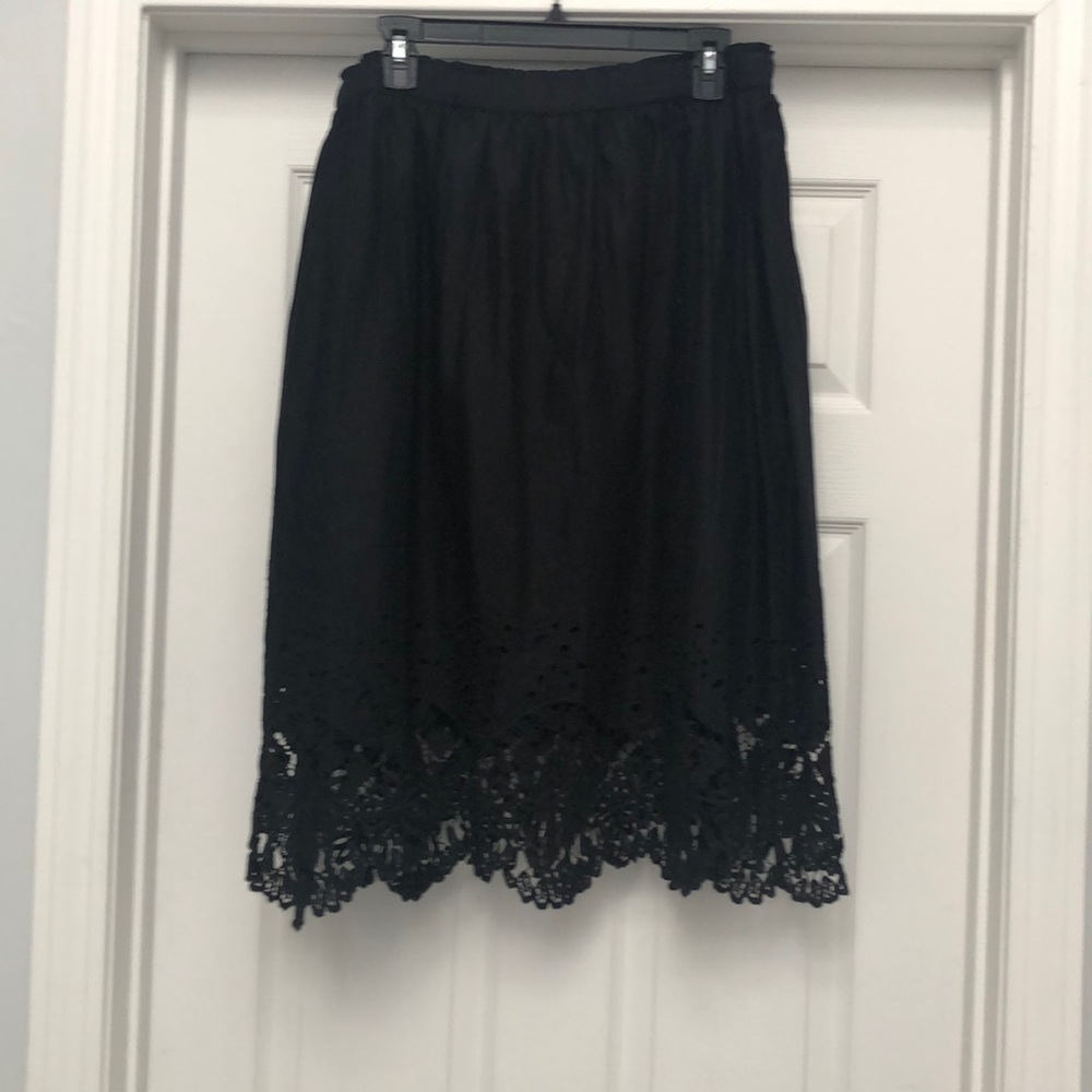 NWT Loft midi black lace trim skirt